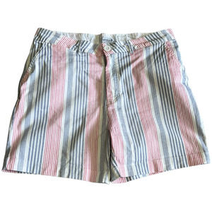Caribbean Joe Red and Blue Striped Casual Cotton 4inShorts, Size 10
